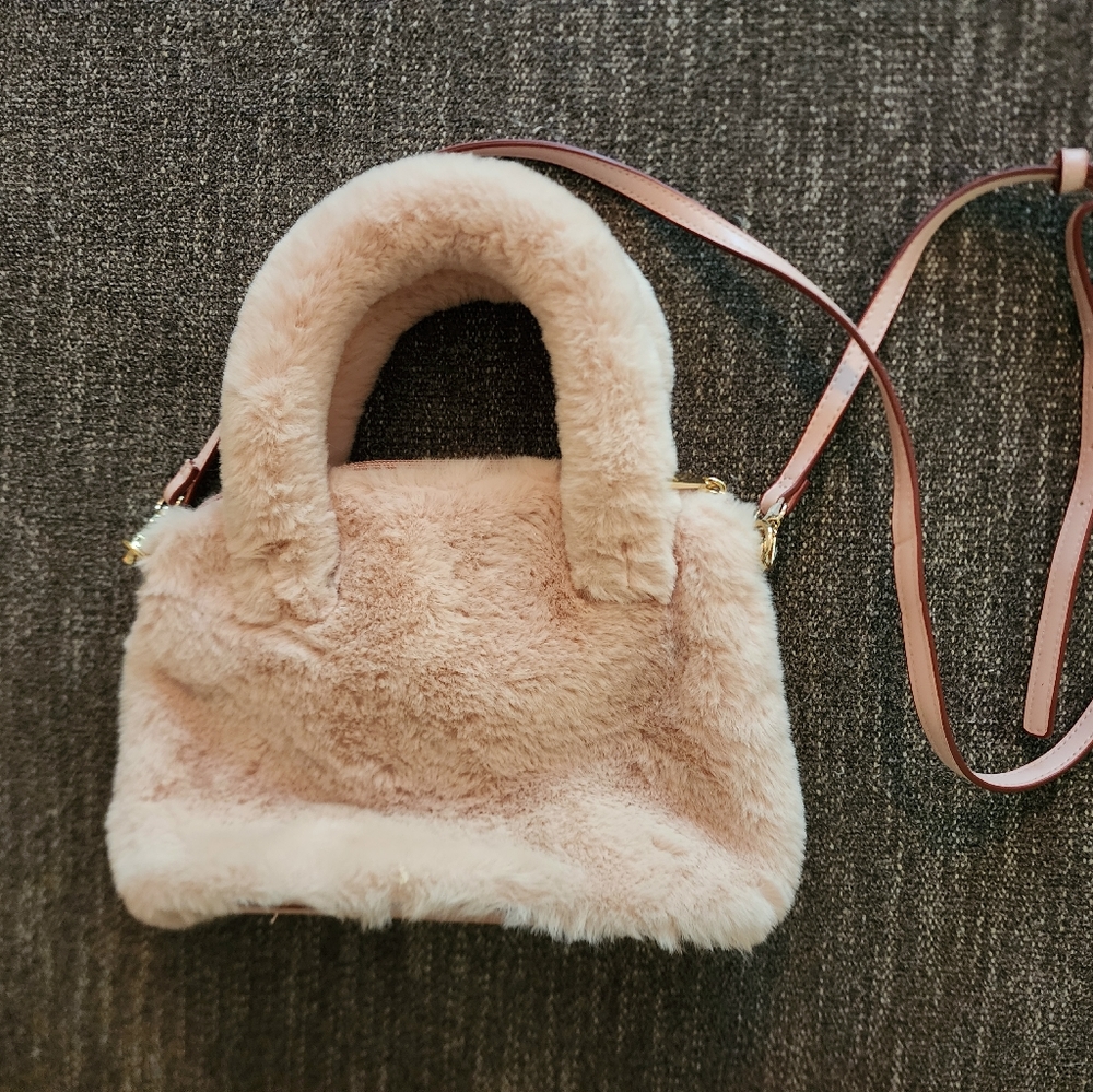Pink furry purse